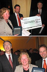 Ministerpräsident Dieter Althaus, Prof. Dr. Julius Michael Curtius und Vorstandsvorsitzenden Doris Elfert bei der Preisverleihung